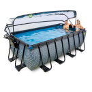 EXIT Stone Pool 400x200x122cm mit Sandfilterpumpe und Abdeckung und W&auml;rmepumpe - grau