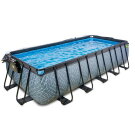 EXIT Stone Pool 540x250x122cm mit Sandfilterpumpe und Abdeckung und Wärmepumpe - grau