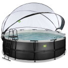 EXIT Black Leather Pool &oslash;450x122cm mit Sandfilterpumpe und Abdeckung und W&auml;rmepumpe - schwarz