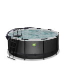 EXIT Black Leather Pool ø360x122cm mit Sandfilterpumpe und Abdeckung - schwarz