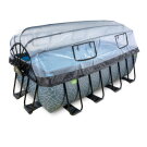 EXIT Stone Pool 400x200x122cm mit Sandfilterpumpe und Abdeckung und Wärmepumpe - grau