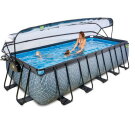 EXIT Stone Pool 540x250x122cm mit Sandfilterpumpe und Abdeckung und W&auml;rmepumpe - grau