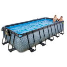 EXIT Stone Pool 540x250x122cm mit Sandfilterpumpe und Abdeckung und W&auml;rmepumpe - grau