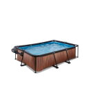 EXIT Wood Pool 220x150x65cm mit Filterpumpe und Abdeckung - braun
