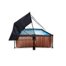 EXIT Wood Pool 220x150x65cm mit Filterpumpe und Sonnensegel - braun
