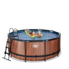 EXIT Wood Pool &oslash;360x122cm mit Sandfilterpumpe - braun