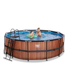 EXIT Wood Pool &oslash;427x122cm mit Filterpumpe - braun