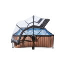 EXIT Wood Pool 300x200x65cm mit Filterpumpe und Abdeckung - braun