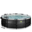 EXIT Black Leather Pool ø450x122cm mit Sandfilterpumpe und Abdeckung - schwarz