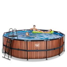 EXIT Wood Pool &oslash;450x122cm mit Sandfilterpumpe - braun
