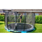 EXIT Elegant Premium Inground-Trampolin ø427cm mit Deluxe Sicherheitsnetz - blau