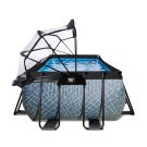 EXIT Stone Pool 540x250x100cm mit Sandfilterpumpe und Abdeckung und Wärmepumpe - grau