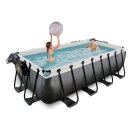 EXIT Black Leather Pool 400x200x100cm mit Sandfilterpumpe und Abdeckung und W&auml;rmepumpe - schwarz