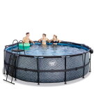 EXIT Stone Pool &oslash;450x122cm mit Sandfilterpumpe und Abdeckung und W&auml;rmepumpe - grau
