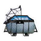 EXIT Stone Pool 540x250x100cm mit Sandfilterpumpe und Abdeckung und W&auml;rmepumpe - grau