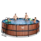 EXIT Wood Pool &oslash;450x122cm mit Sandfilterpumpe - braun