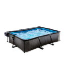 EXIT Black Wood Pool 300x200x65cm mit Filterpumpe und Abdeckung - schwarz