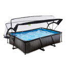 EXIT Black Wood Pool 300x200x65cm mit Filterpumpe und Abdeckung - schwarz