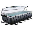 EXIT Black Leather Pool 540x250x122cm mit Sandfilterpumpe und Abdeckung und Zubeh&ouml;rset - schwarz