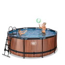 EXIT Wood Pool ø360x122cm mit Filterpumpe - braun