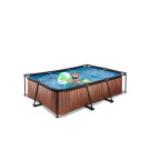EXIT Wood Pool 220x150x65cm mit Filterpumpe - braun