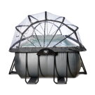 EXIT Black Leather Pool 400x200x100cm mit Sandfilterpumpe und Abdeckung und Wärmepumpe - schwarz