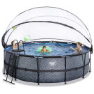 EXIT Stone Pool &oslash;450x122cm mit Sandfilterpumpe und Abdeckung und W&auml;rmepumpe - grau