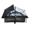 EXIT Black Wood Pool 300x200x65cm mit Filterpumpe und Abdeckung und Sonnensegel - schwarz