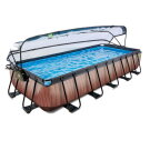EXIT Wood Pool 540x250x100cm mit Filterpumpe und Abdeckung - braun