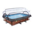 EXIT Wood Pool 300x200x65cm mit Filterpumpe und Abdeckung - braun