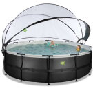 EXIT Black Leather Pool &oslash;488x122cm mit Sandfilterpumpe und Abdeckung - schwarz