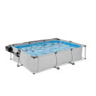 EXIT Soft Grey Pool 300x200x65cm mit Filterpumpe und Abdeckung - grau