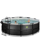 EXIT Black Leather Pool &oslash;488x122cm mit Sandfilterpumpe und Abdeckung und W&auml;rmepumpe - schwarz