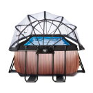 EXIT Wood Pool 400x200x122cm mit Sandfilterpumpe und Abdeckung - braun