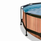 EXIT Wood Pool &oslash;244x76cm mit Filterpumpe und Abdeckung und Sonnensegel - braun