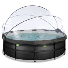 EXIT Black Leather Pool &oslash;450x122cm mit Sandfilterpumpe und Abdeckung - schwarz