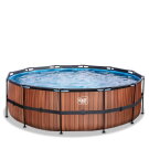 EXIT Wood Pool &oslash;450x122cm mit Sandfilterpumpe - braun