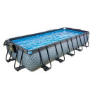 EXIT Stone Pool 540x250x100cm mit Sandfilterpumpe und Abdeckung und Wärmepumpe - grau