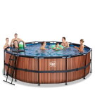 EXIT Wood Pool &oslash;450x122cm mit Sandfilterpumpe - braun
