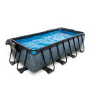 EXIT Stone Pool 400x200x100cm mit Sandfilterpumpe und Abdeckung und W&auml;rmepumpe - grau