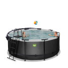 EXIT Black Leather Pool ø360x122cm mit Sandfilterpumpe und Abdeckung - schwarz
