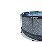 EXIT Stone Pool ø360x122cm mit Sandfilterpumpe und Abdeckung und Wärmepumpe - grau