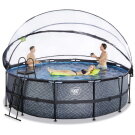 EXIT Stone Pool &oslash;450x122cm mit Sandfilterpumpe und Abdeckung und W&auml;rmepumpe - grau