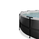 EXIT Black Leather Pool ø427x122cm mit Sandfilterpumpe und Abdeckung und Zubehörset - schwarz
