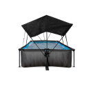 EXIT Black Wood Pool 220x150x65cm mit Filterpumpe und Sonnensegel - schwarz