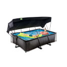 EXIT Black Wood Pool 220x150x65cm mit Filterpumpe und Sonnensegel - schwarz