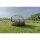 EXIT Wood Pool &oslash;427x122cm mit Sandfilterpumpe und Abdeckung und W&auml;rmepumpe - braun