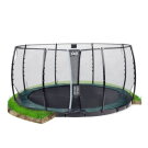 EXIT InTerra ebenerdiges Trampolin ø427cm mit Sicherheitsnetz - grün