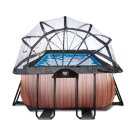 EXIT Wood Pool 540x250x122cm mit Sandfilterpumpe und Abdeckung und W&auml;rmepumpe - braun