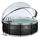 EXIT Black Leather Pool &oslash;427x122cm mit Sandfilterpumpe und Abdeckung - schwarz